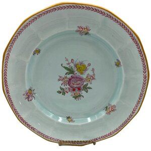 Vtg Calyx Ware 8" Salad Dessert Plates "Chelsea Sprays" Red Laurel SET of 5